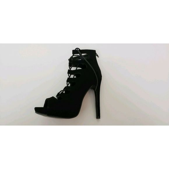 Glaze Womens Heels Size 7 Black Strappy Platform - Picture 7 of 8